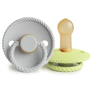 FRIGG Rope - Round Latex 2-Pack Pacifiers - Silver Gray/Green Tea - Size 2